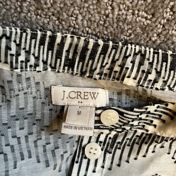 J. Crew Black & Ivory Patterned Sheer Blouse medium - Picture 2 of 4